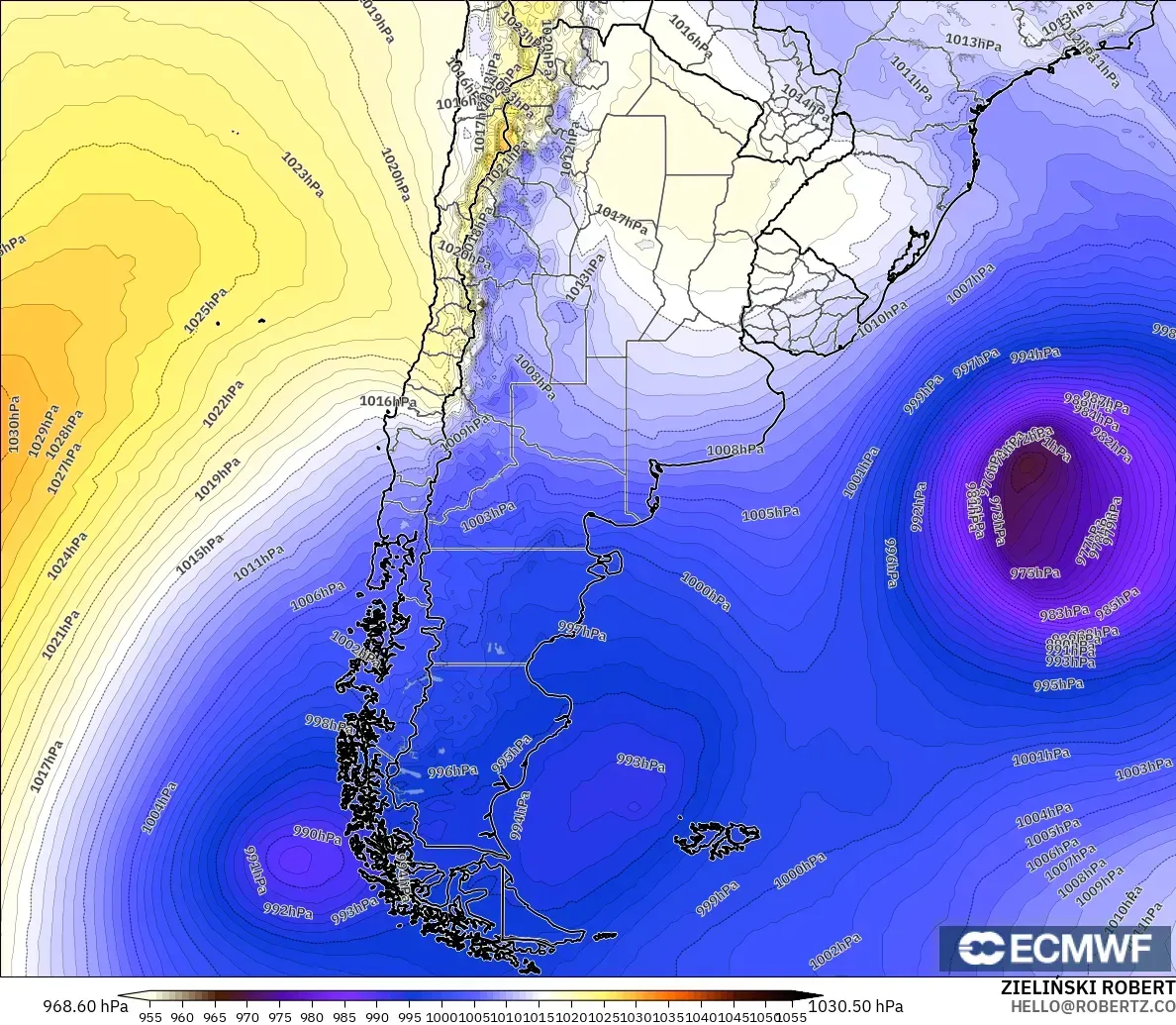 ECMWF IFS 0.25° modelo - Argentina, Presión