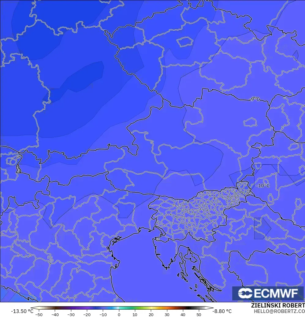 ECMWF IFS 0.25° modelo - Austria, Temperatura a 500 hPa