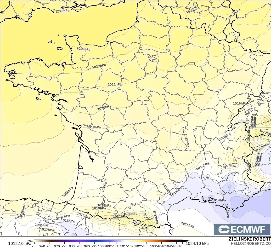 ECMWF IFS 0.25° modelo - Francia, Presión