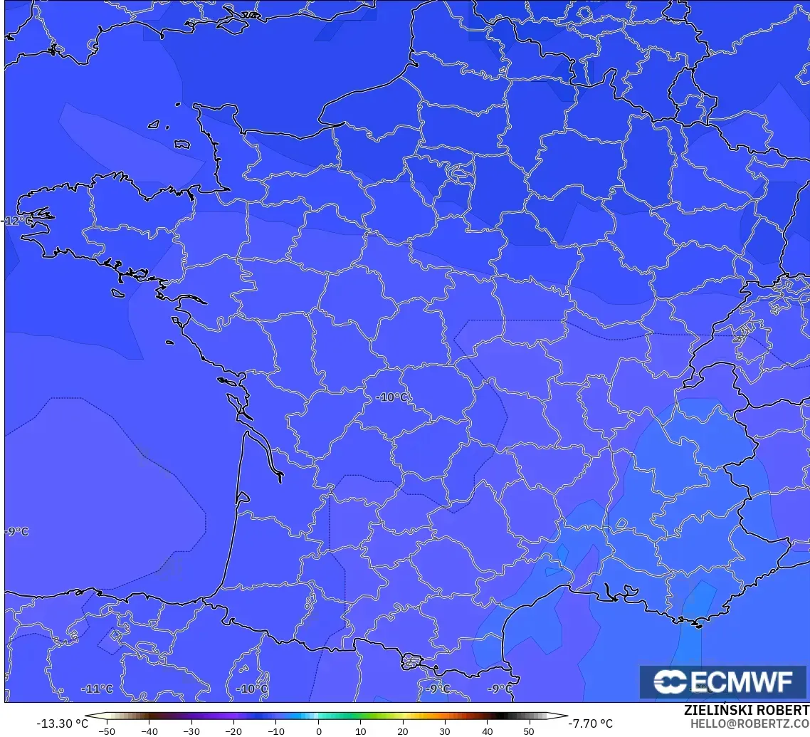 ECMWF IFS 0.25° modelo - Francia, Temperatura a 500 hPa