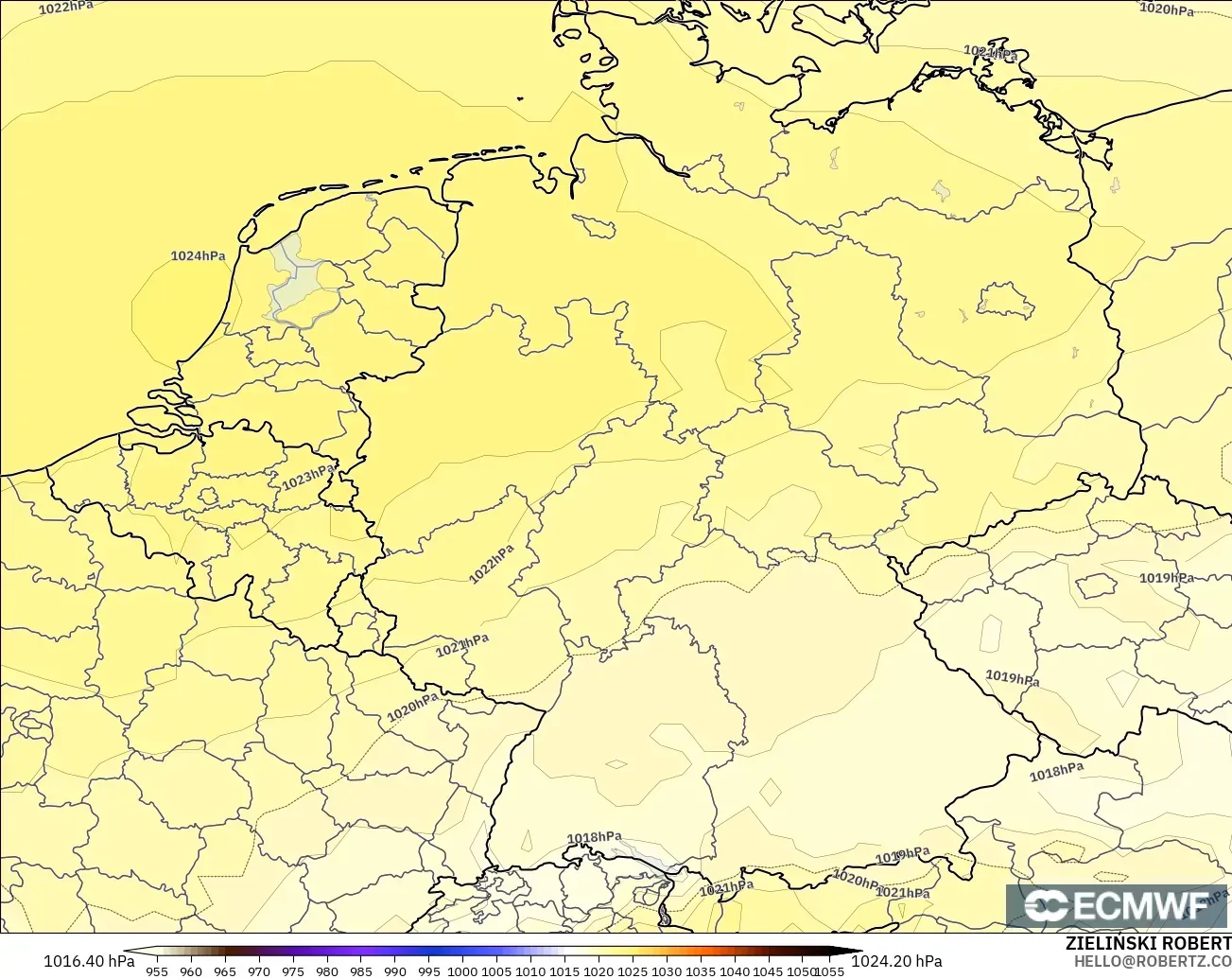 ECMWF IFS 0.25° modelo - Alemania, Presión