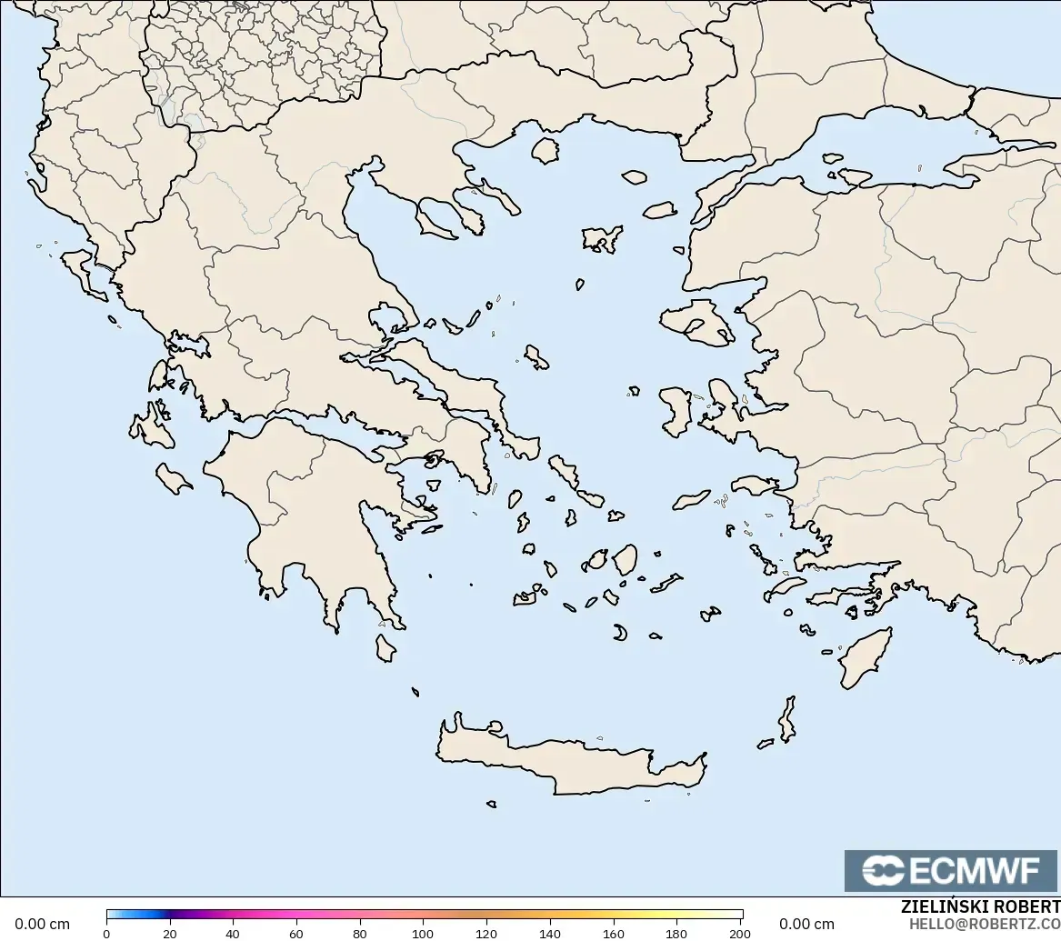 ECMWF IFS 0.25° modelo - Grecia, Profundidad de nieve