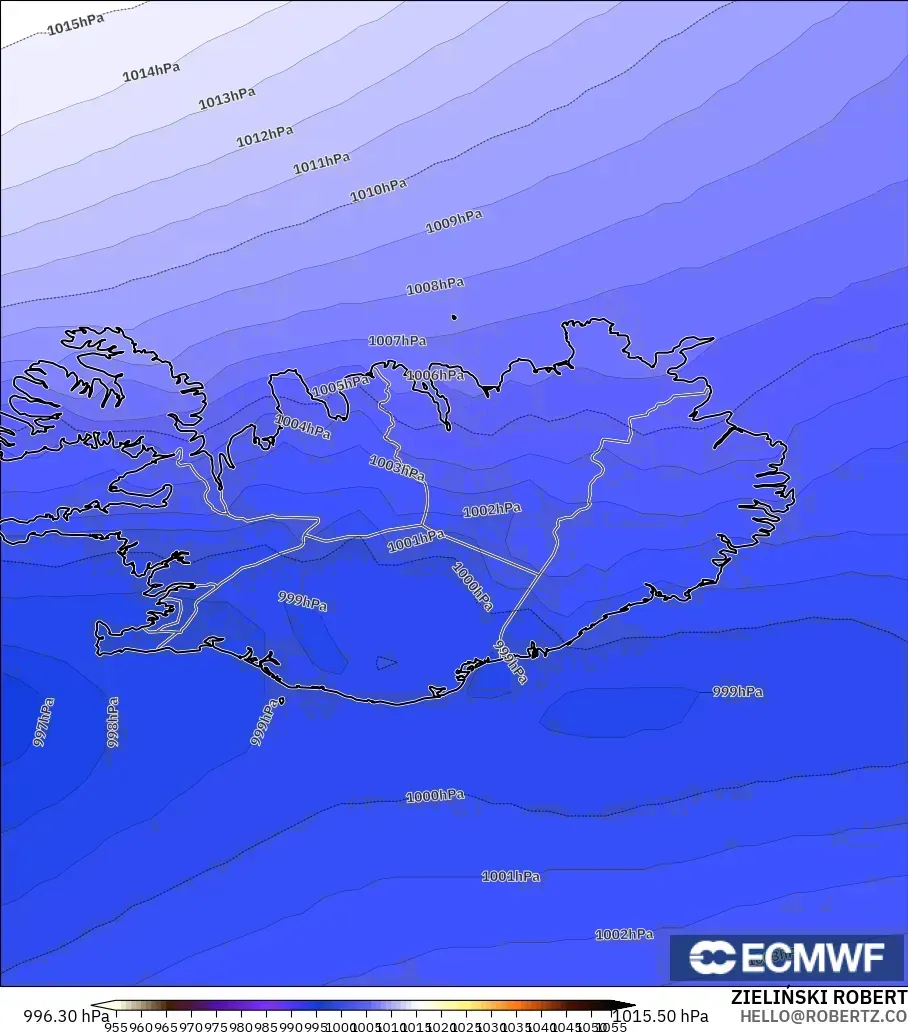 ECMWF IFS 0.25° modelo - Islandia, Presión