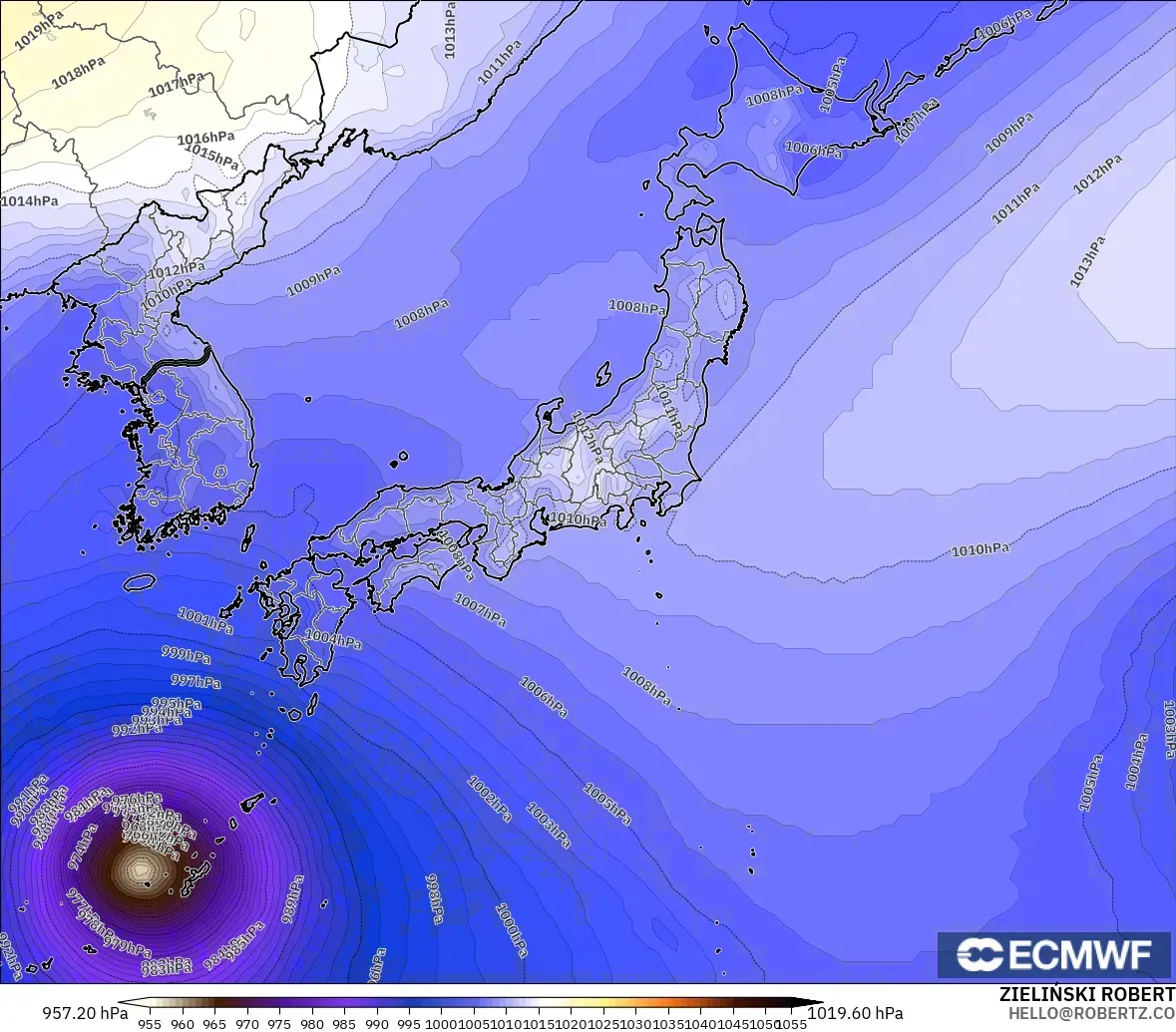 ECMWF IFS 0.25° modelo - Japón, Presión