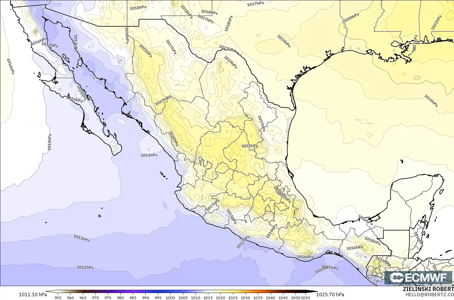 ECMWF IFS 0.25° modelo - México, Presión