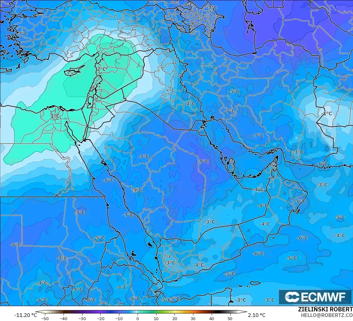 ECMWF IFS 0.25° modelo - Oriente Medio, Temperatura a 500 hPa