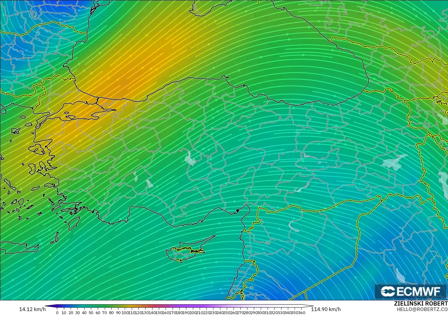 ECMWF IFS 0.25° modelo - Turquía, Viento a 300 hPa (corriente en chorro)