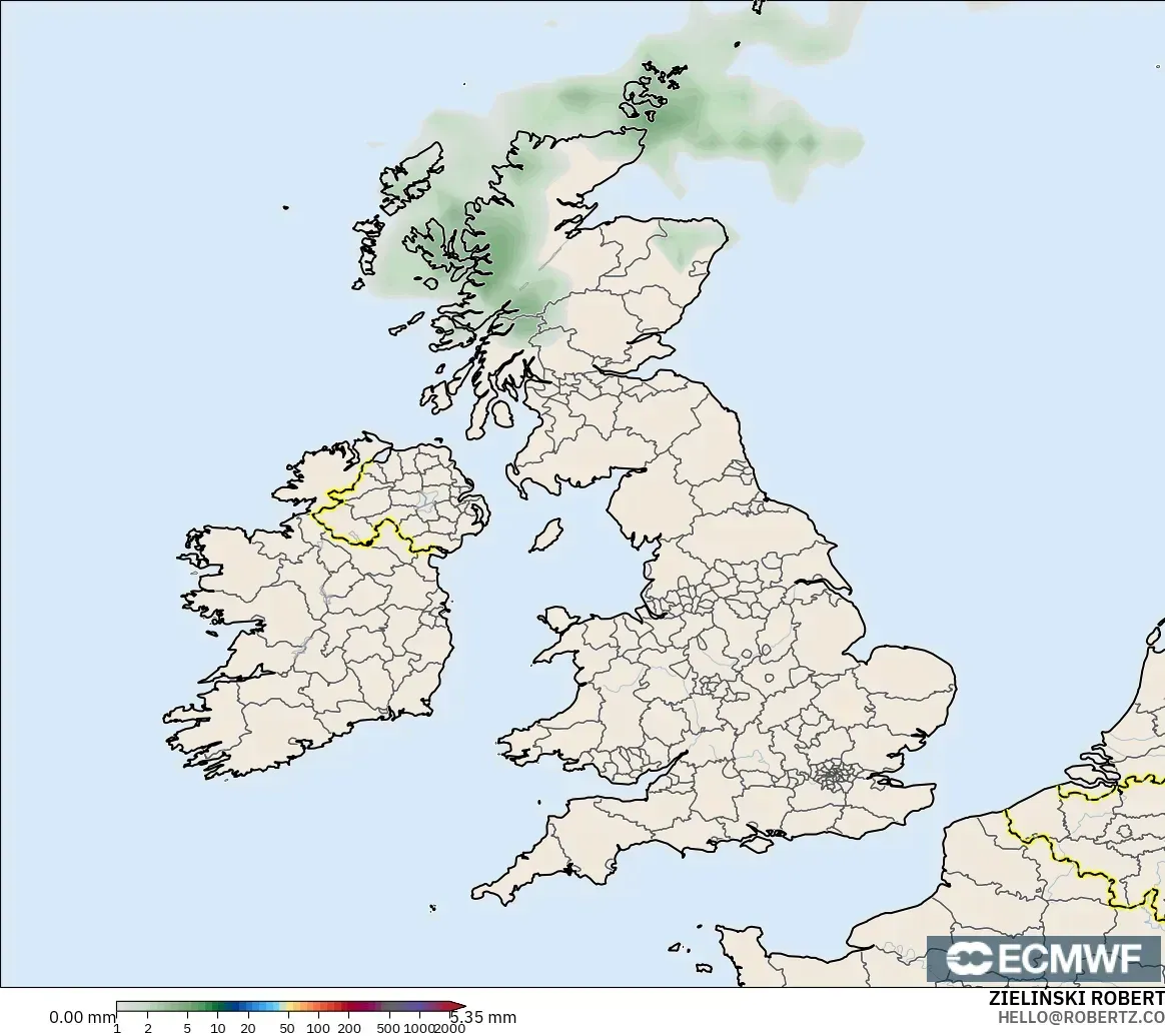 ECMWF IFS 0.25° modelo - Reino Unido, Acumulación de precipitación