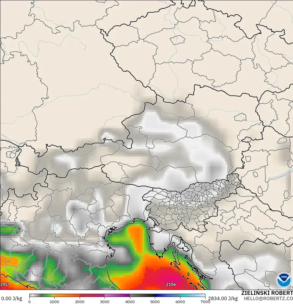 GFS modelo - Austria, CAPE
