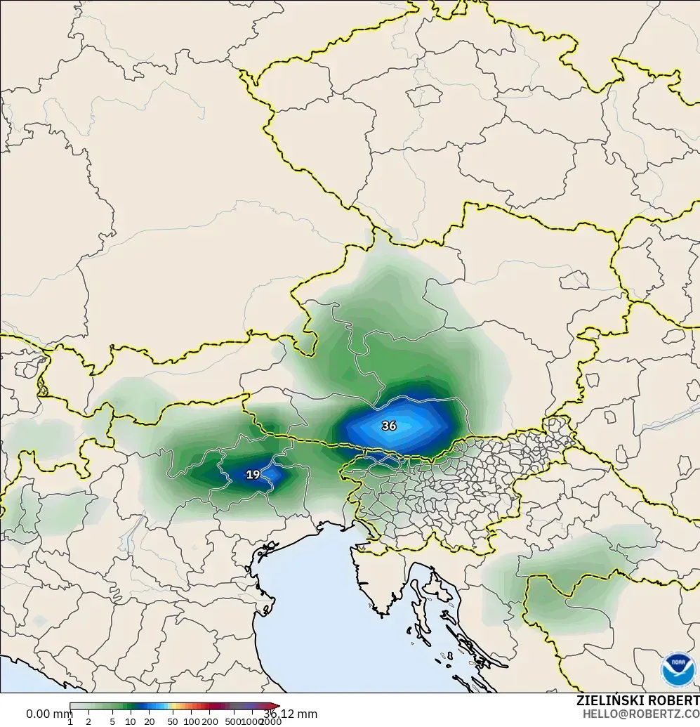 GFS modelo - Austria, Acumulación de precipitación