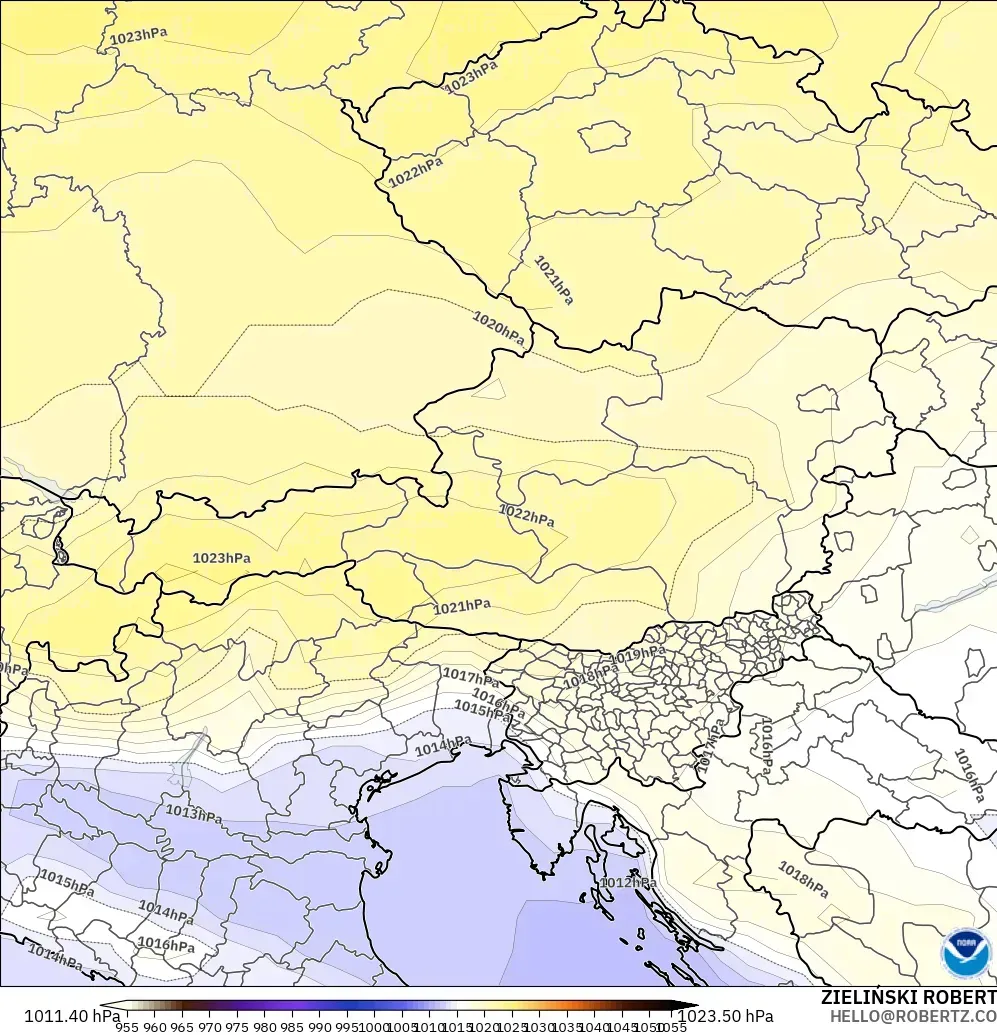 GFS modelo - Austria, Presión