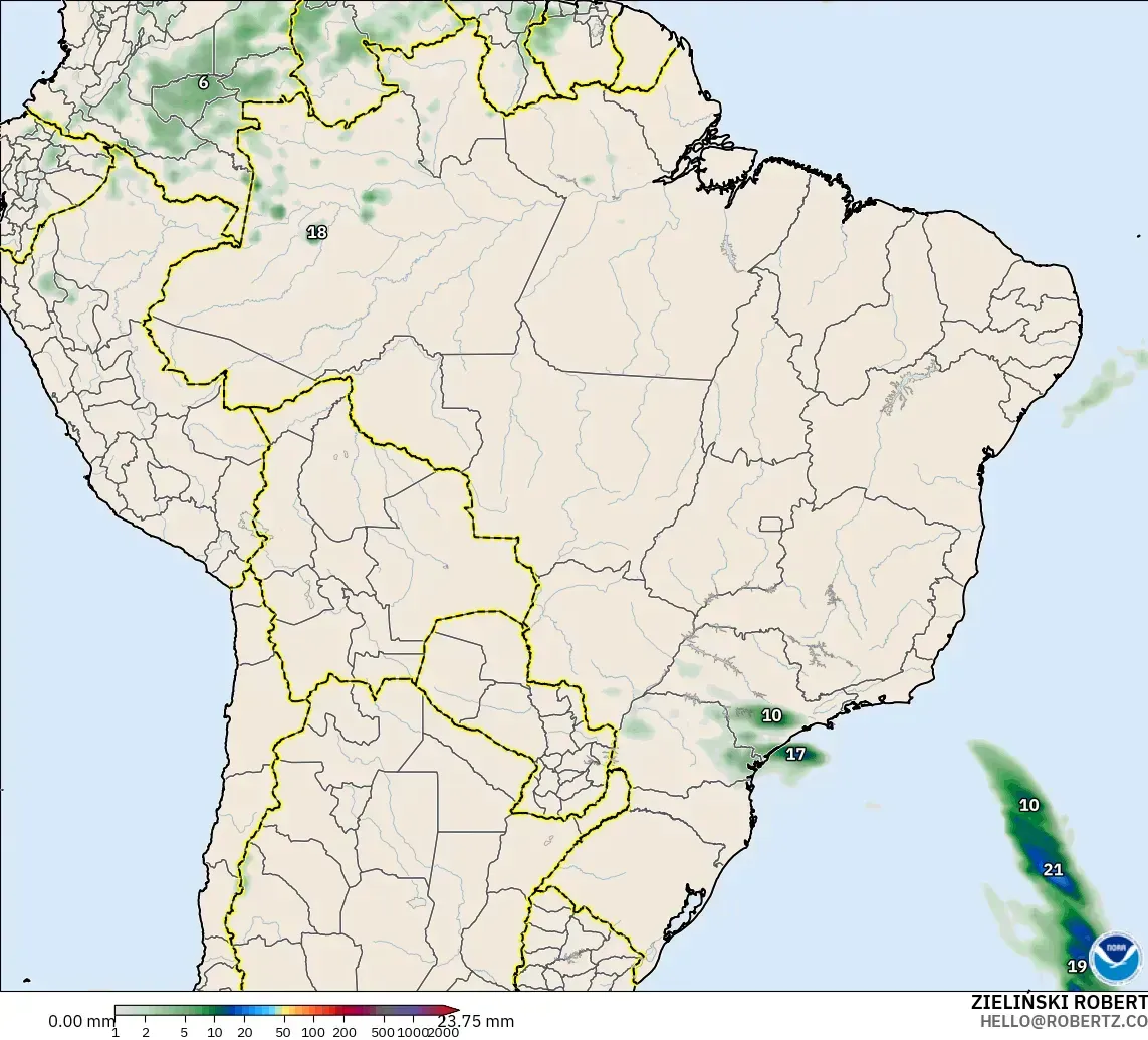 GFS modelo - Brasil, Acumulación de precipitación