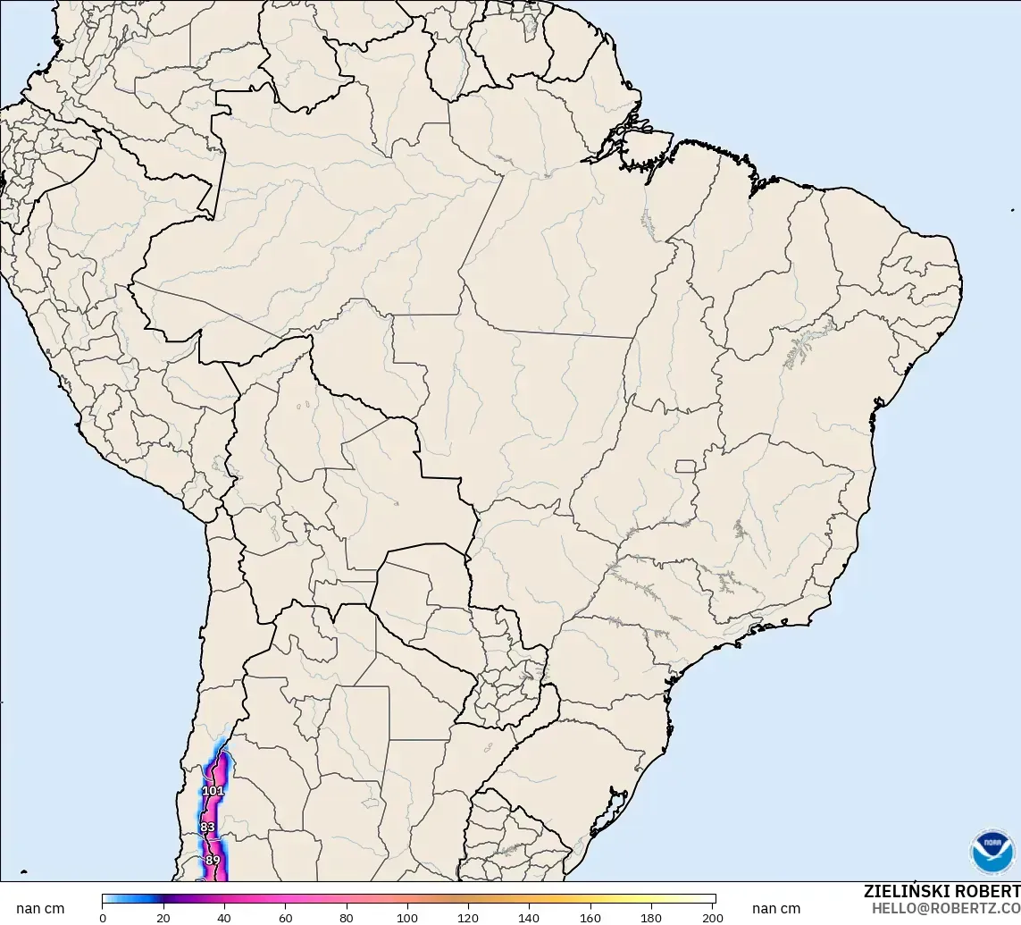 GFS modelo - Brasil, Profundidad de nieve