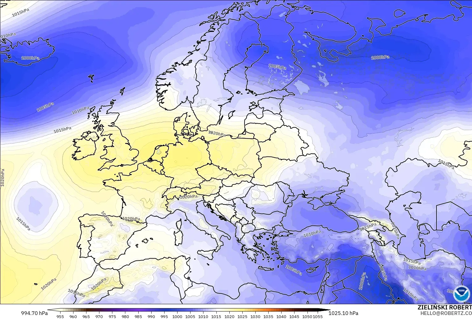 GFS modelo - Europa, Presión