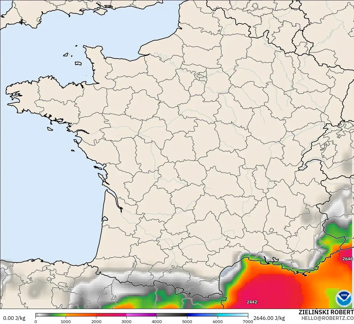 GFS modelo - Francia, CAPE