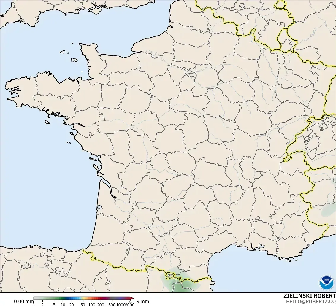 GFS modelo - Francia, Acumulación de precipitación