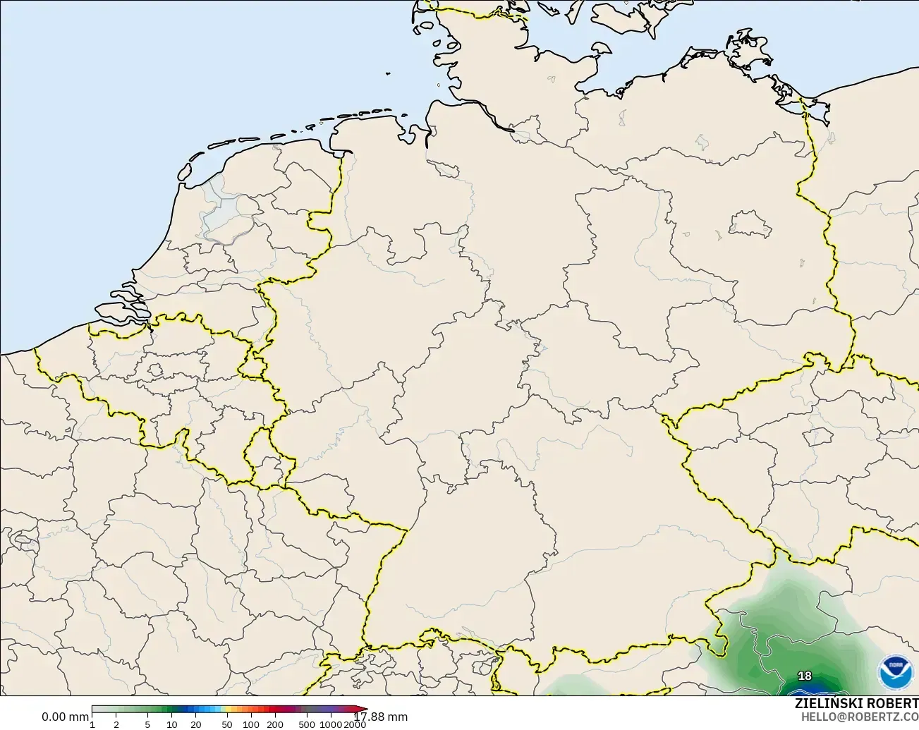 GFS modelo - Alemania, Acumulación de precipitación