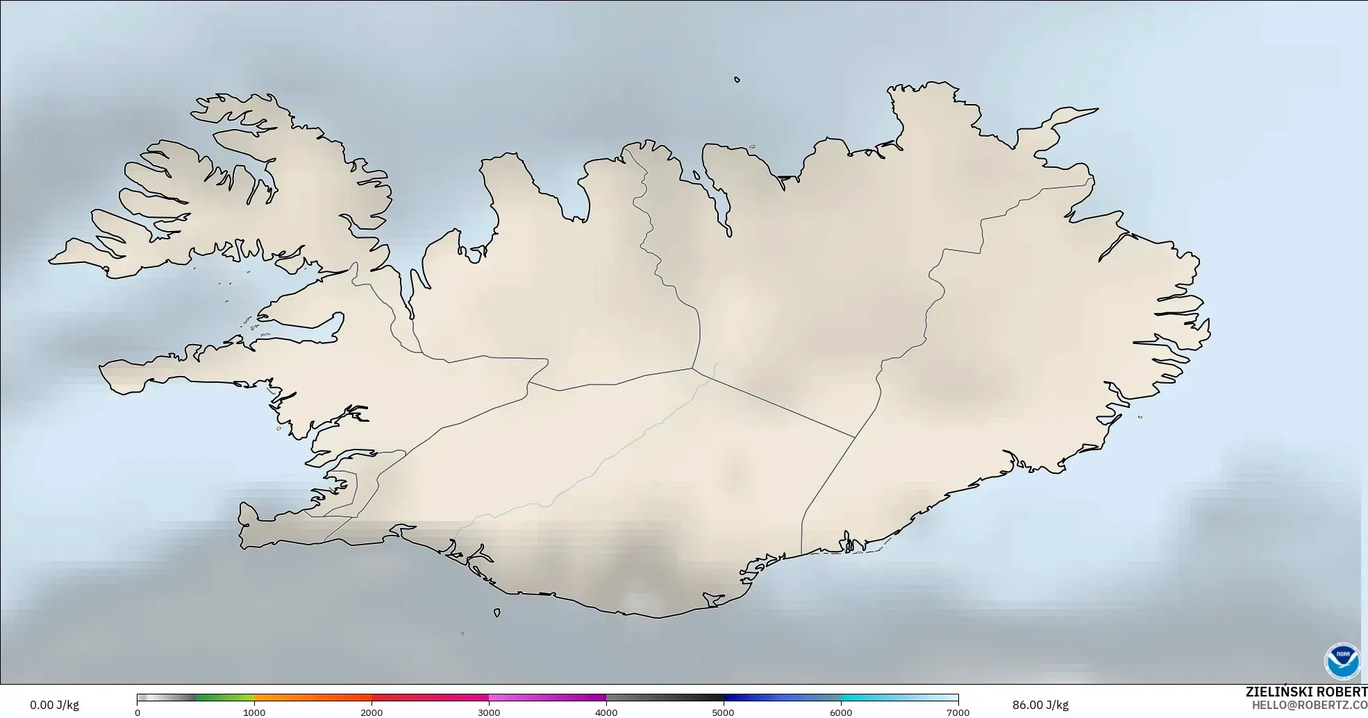 GFS modelo - Islandia, CAPE