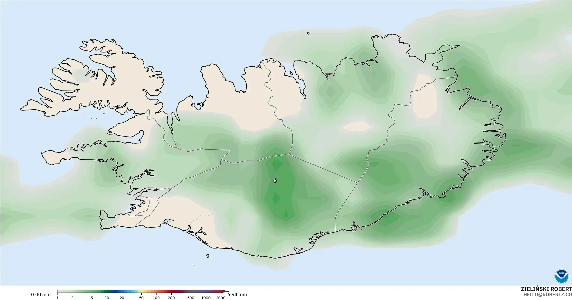 GFS modelo - Islandia, Acumulación de precipitación
