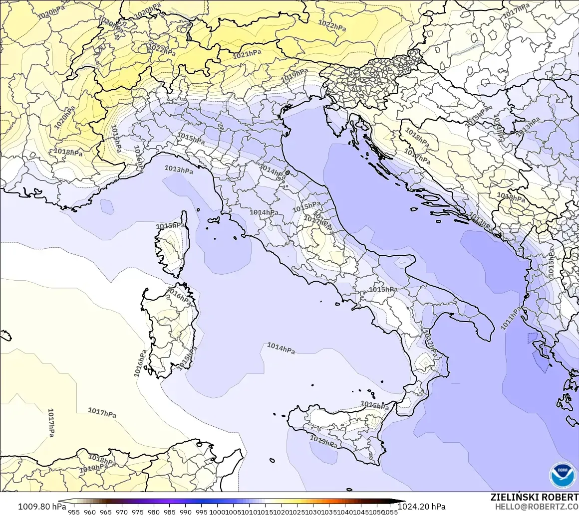 GFS modelo - Italia, Presión