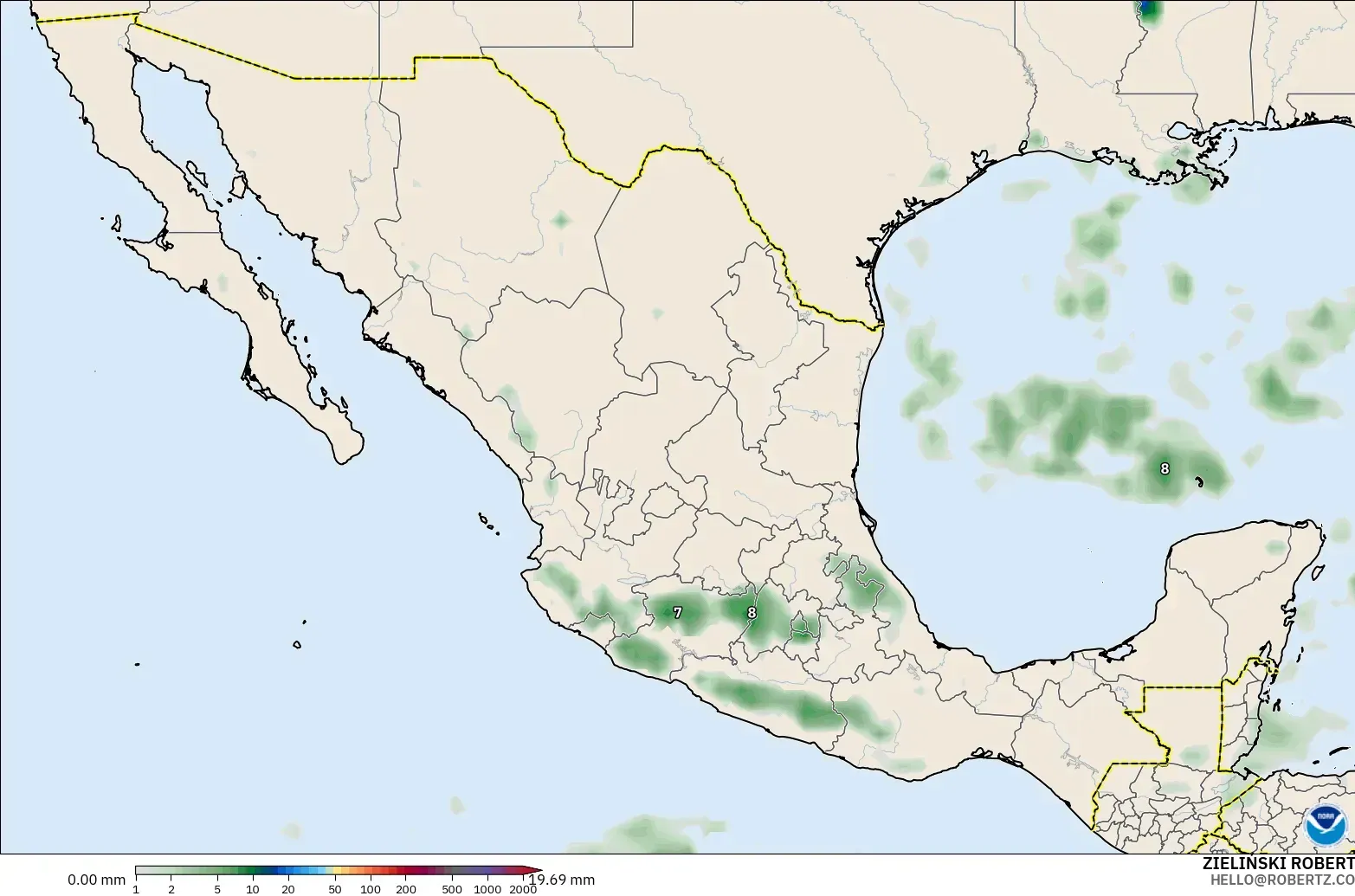 GFS modelo - México, Acumulación de precipitación