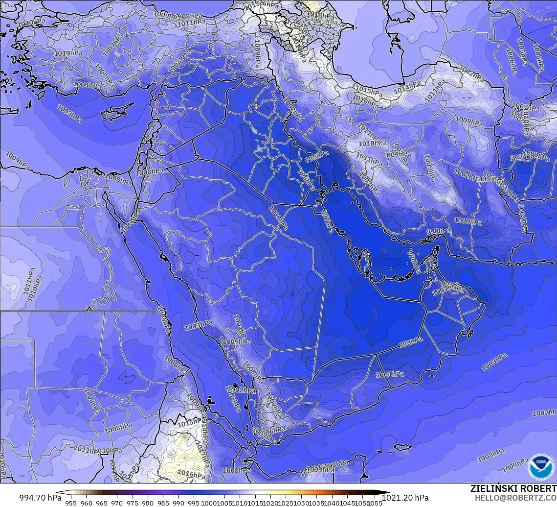 GFS modelo - Oriente Medio, Presión