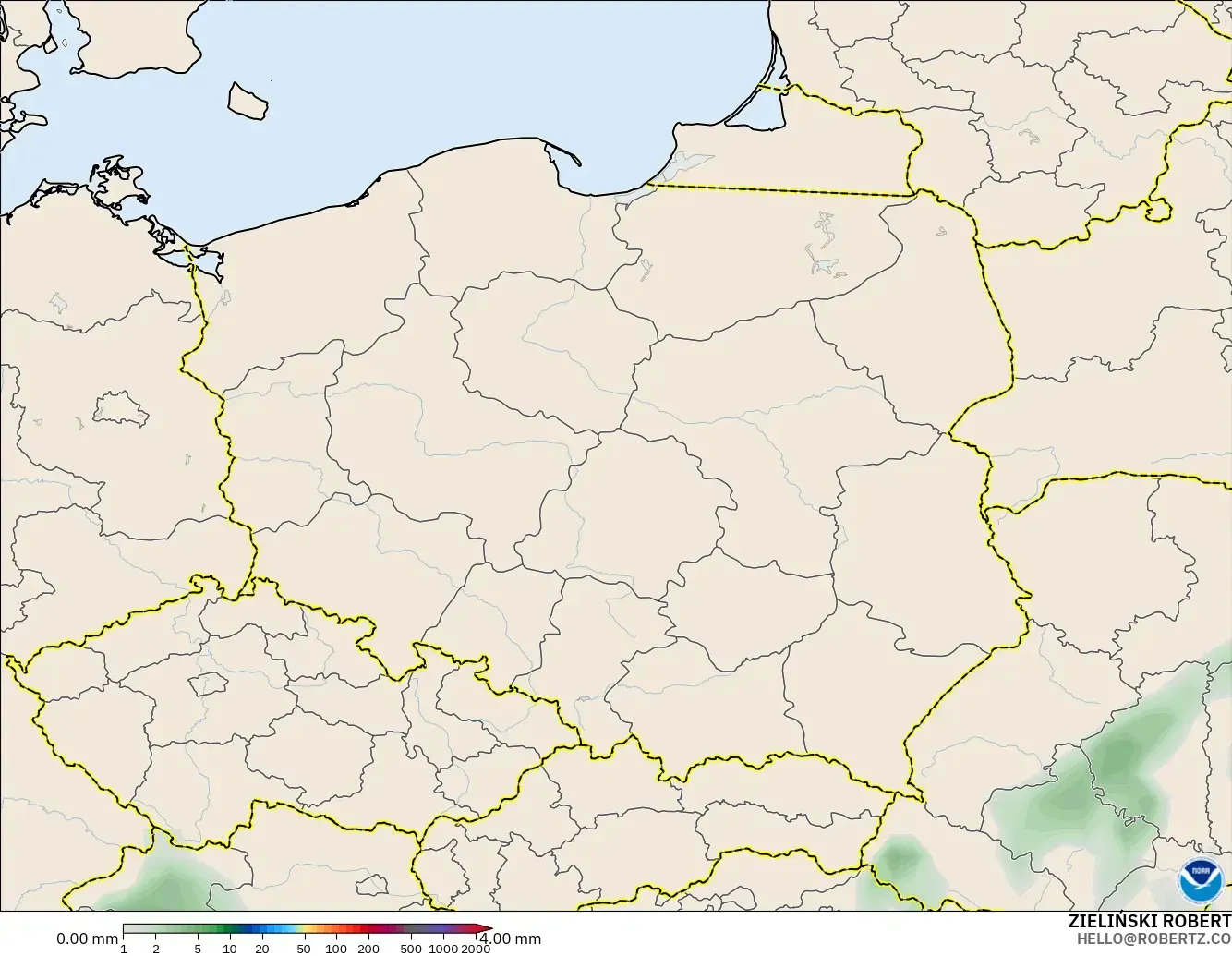 GFS modelo - Polonia, Acumulación de precipitación