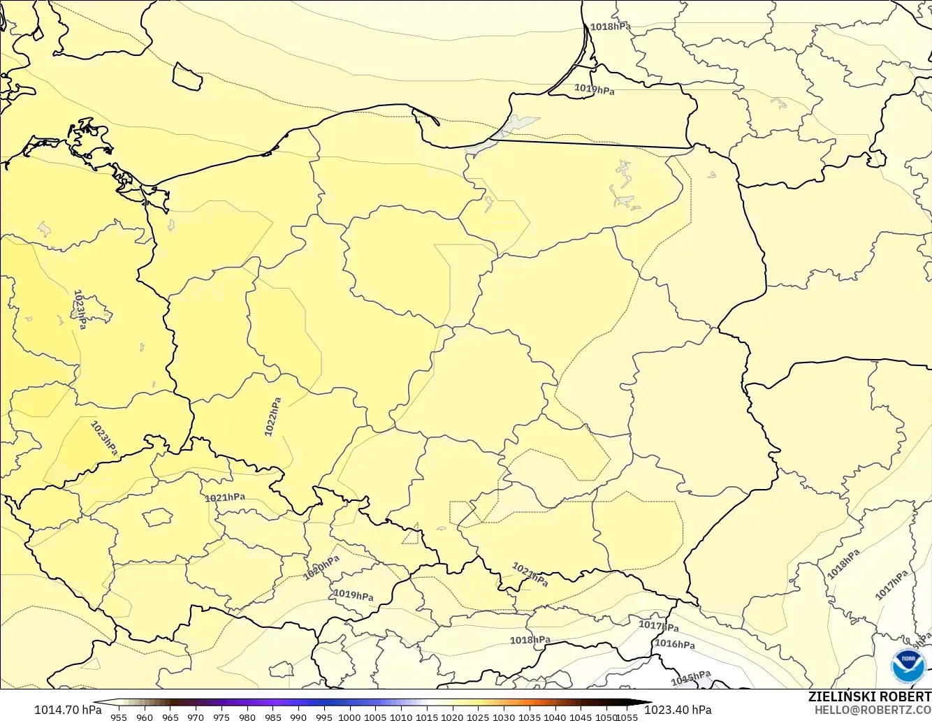 GFS modelo - Polonia, Presión