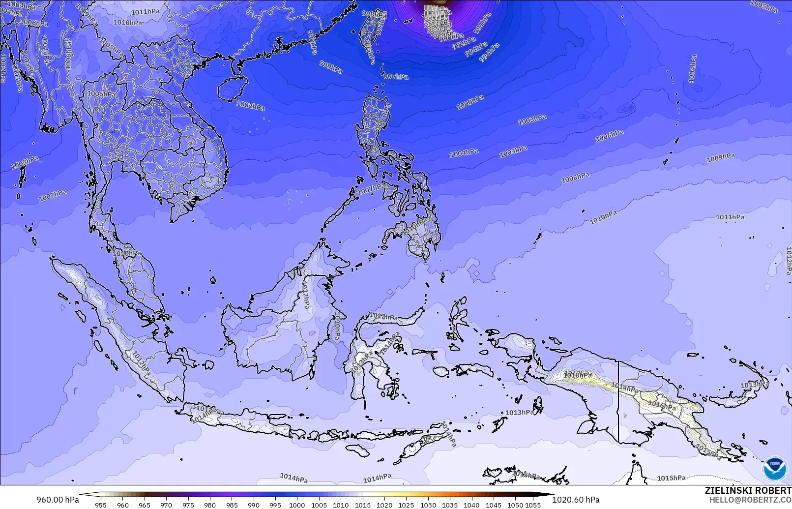 GFS modelo - Sudeste Asiático, Presión