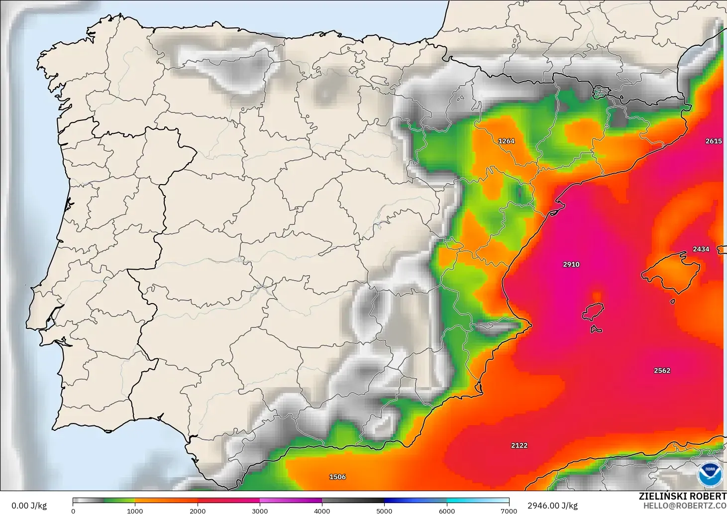 GFS modelo - España, CAPE