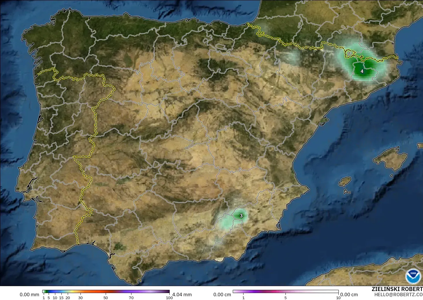 GFS modelo - España, Precipitación, nubes y presión