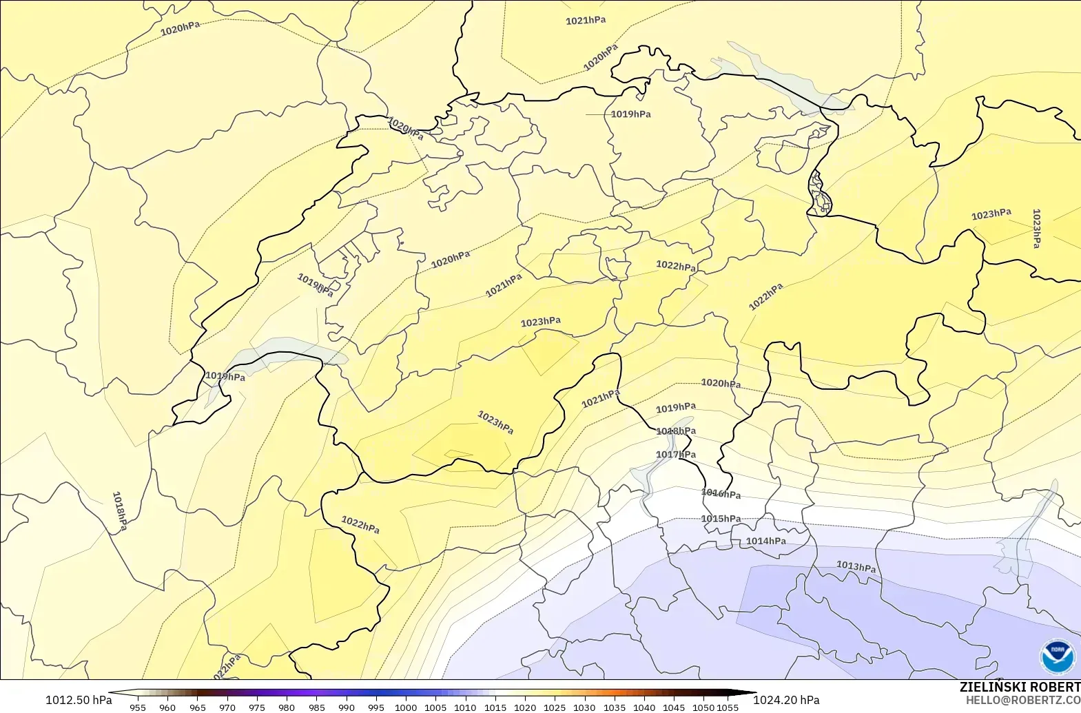 GFS modelo - Suiza, Presión