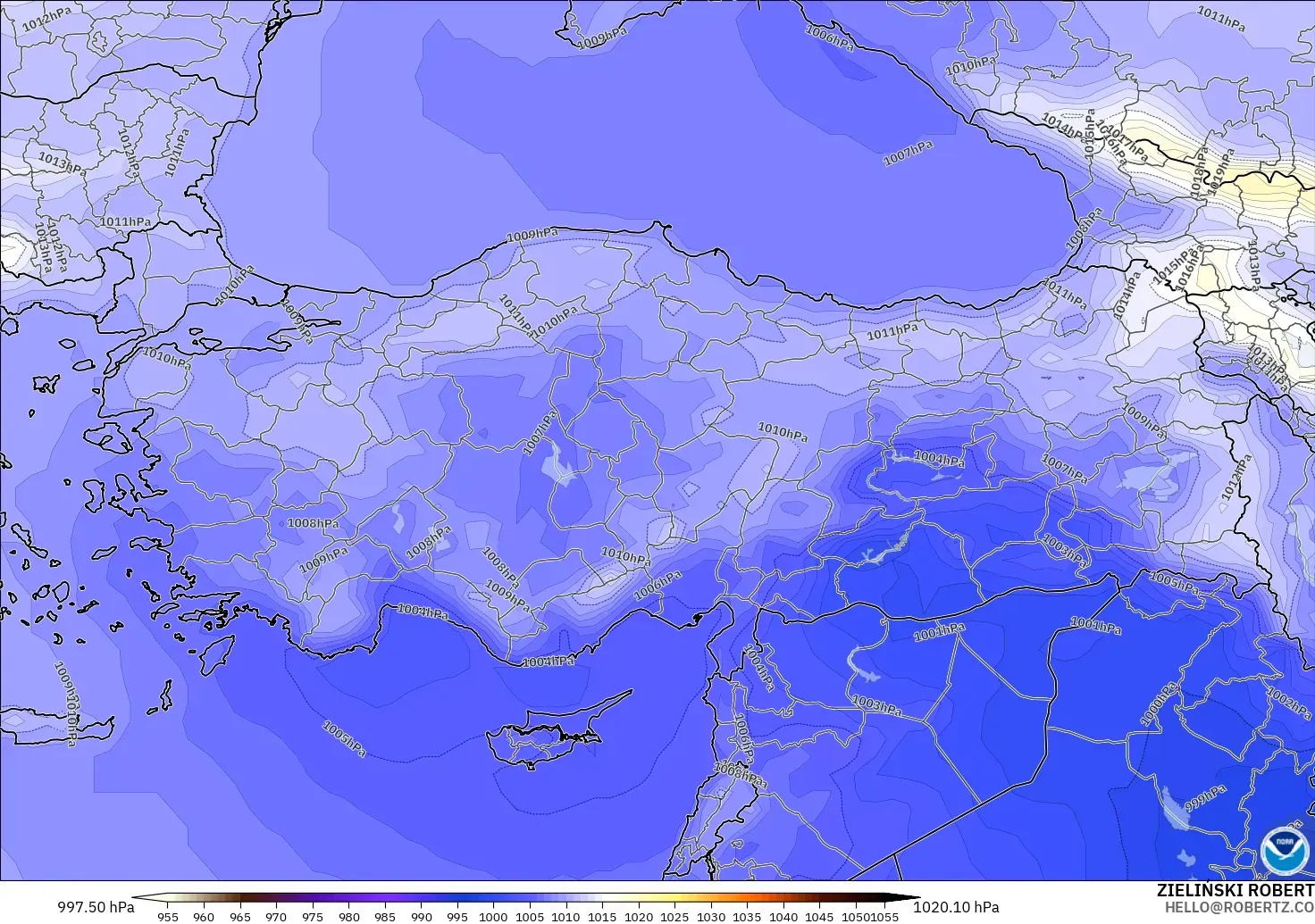 GFS modelo - Turquía, Presión