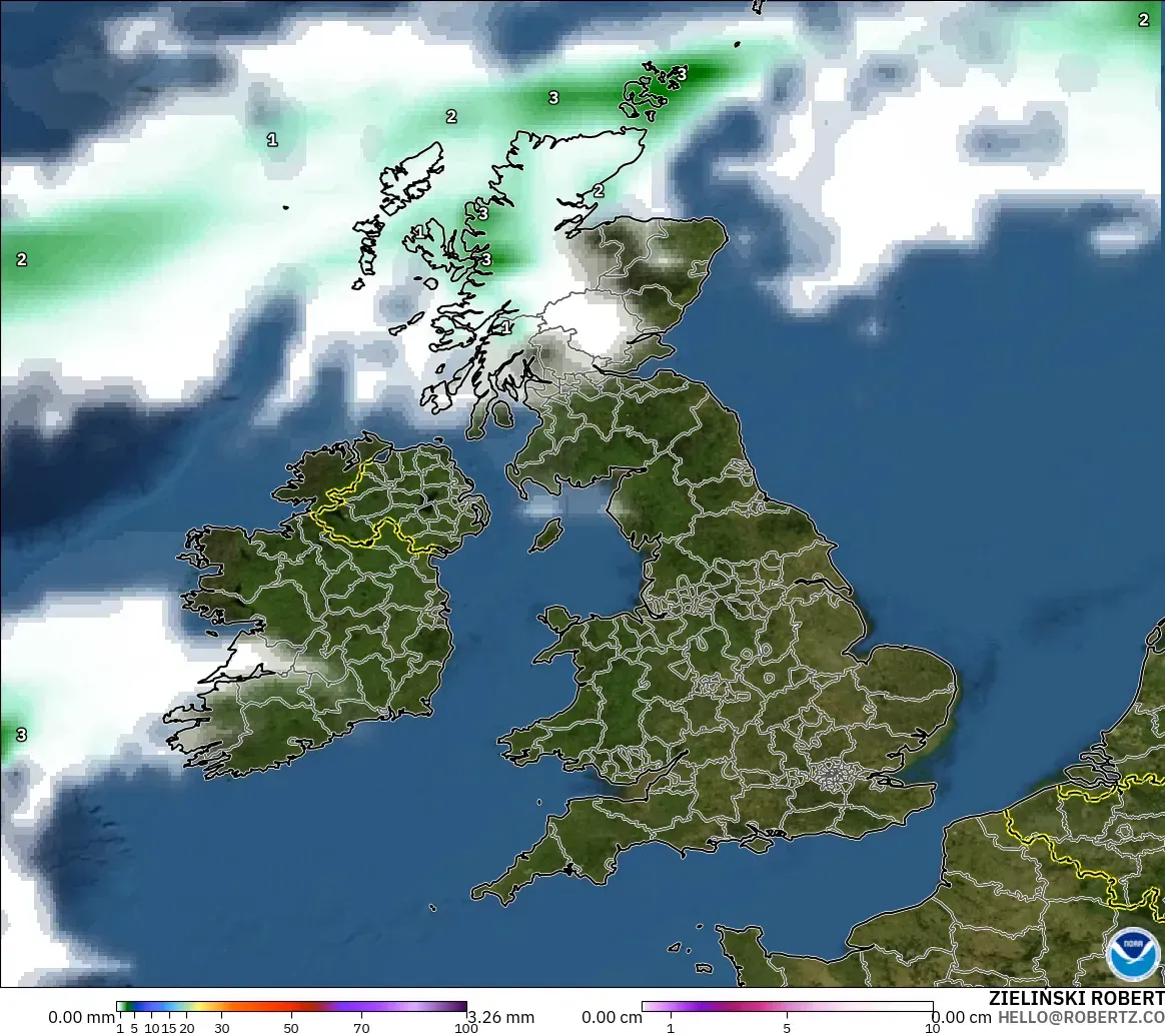 GFS modelo - Reino Unido, Precipitación, nubes y presión