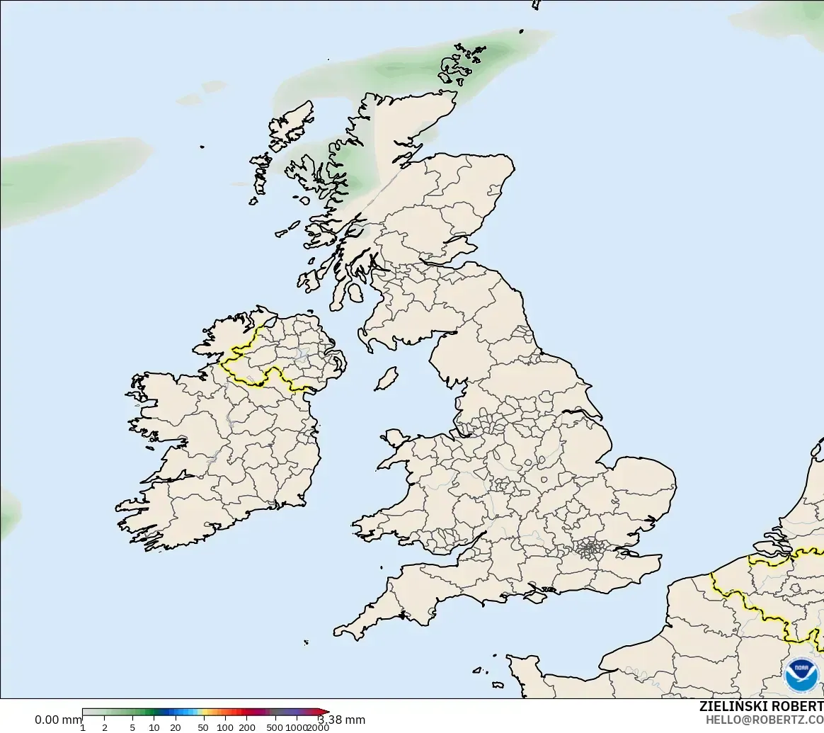 GFS modelo - Reino Unido, Acumulación de precipitación
