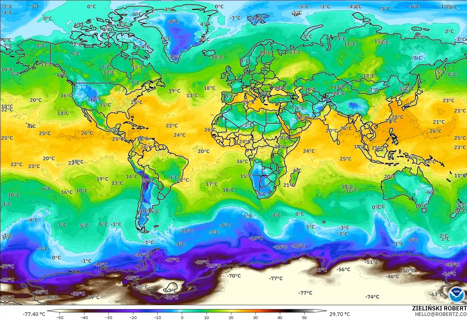 GFS modelo - Mundo, Punto de rocío a 2 m