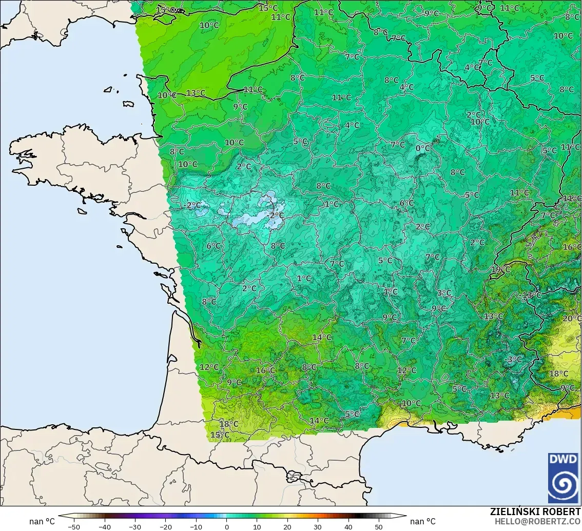 ICON Alemania 2 km modelo - Francia, Punto de rocío a 2 m