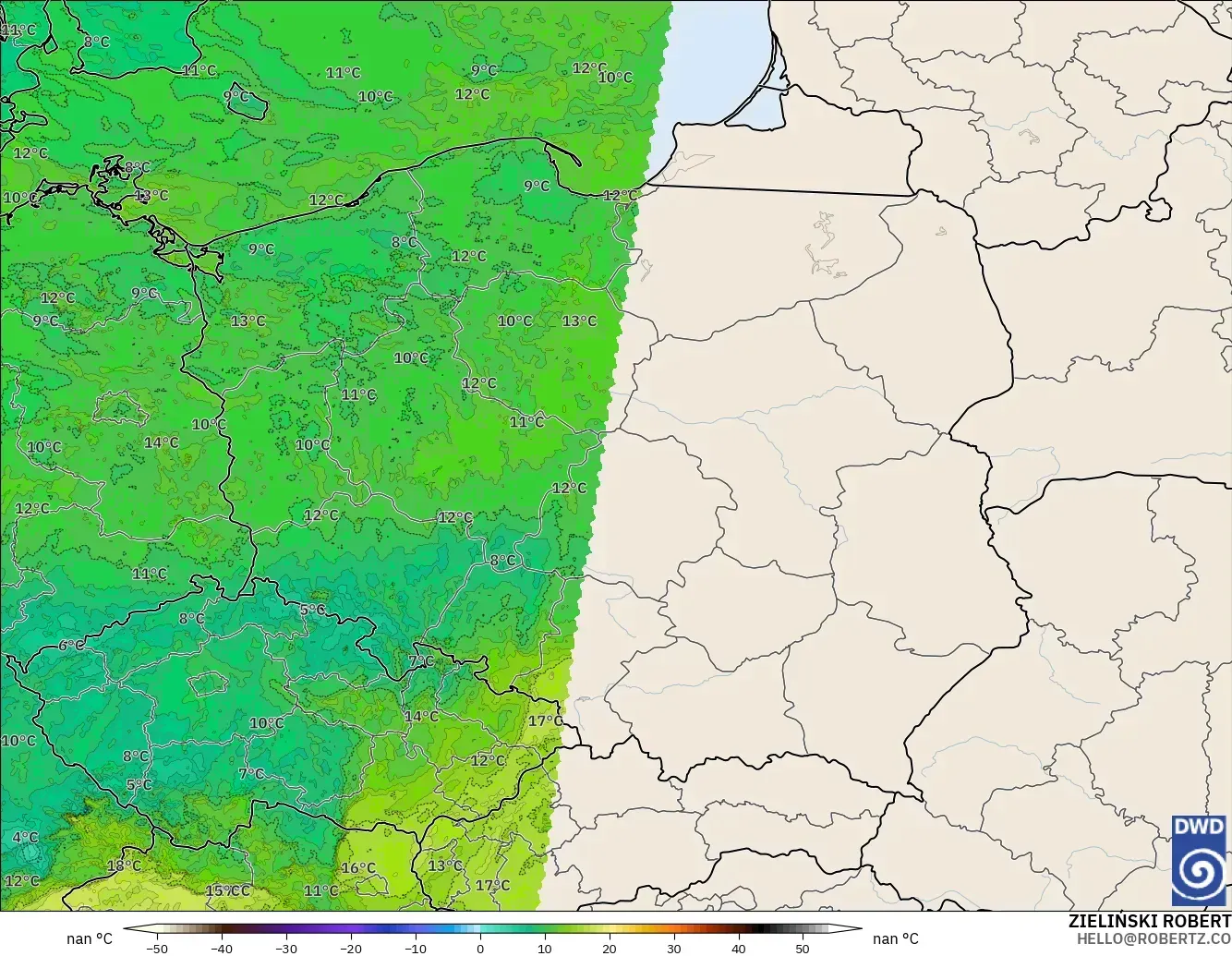 ICON Alemania 2 km modelo - Polonia, Punto de rocío a 2 m