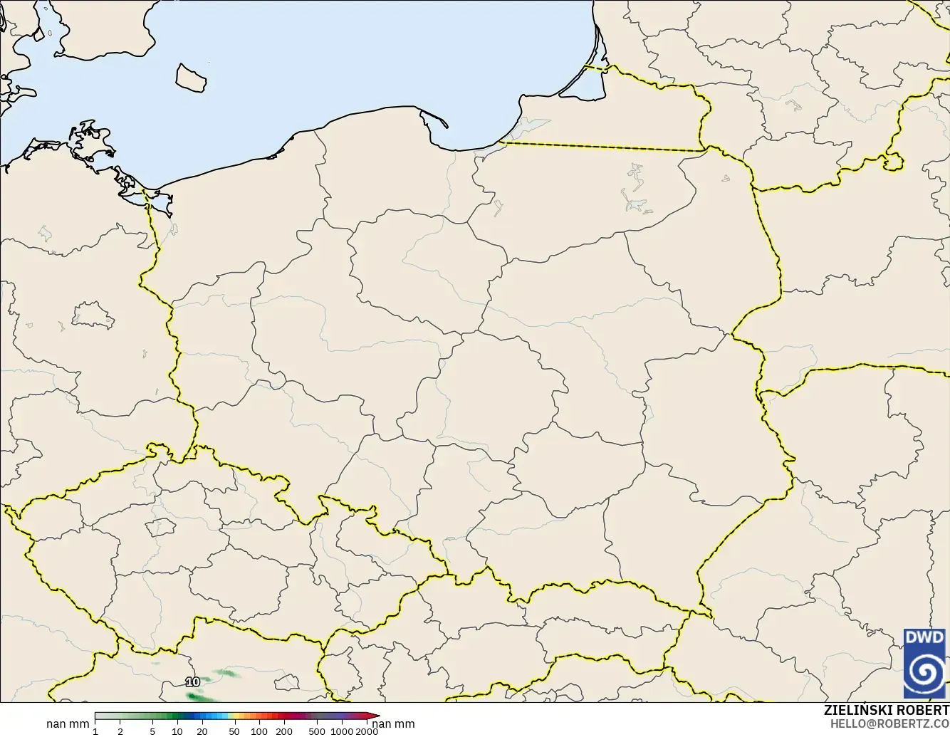 ICON Alemania 2 km modelo - Polonia, Acumulación de precipitación