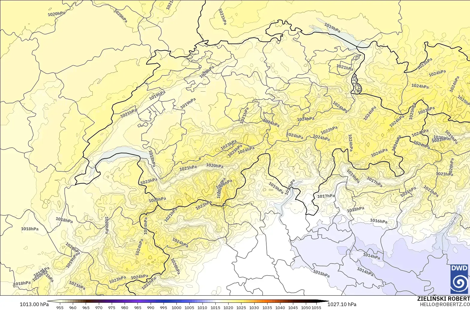 ICON Alemania 2 km modelo - Suiza, Presión
