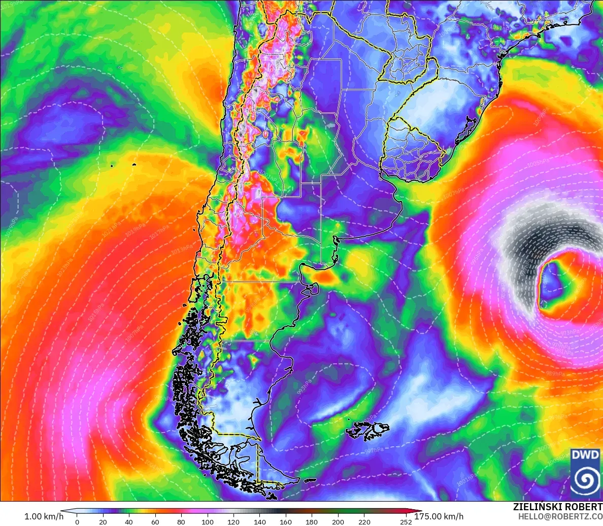 ICON modelo - Argentina, Ráfagas de viento
