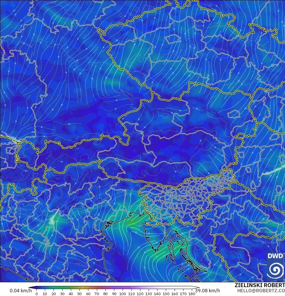 ICON modelo - Austria, Viento a 10 m