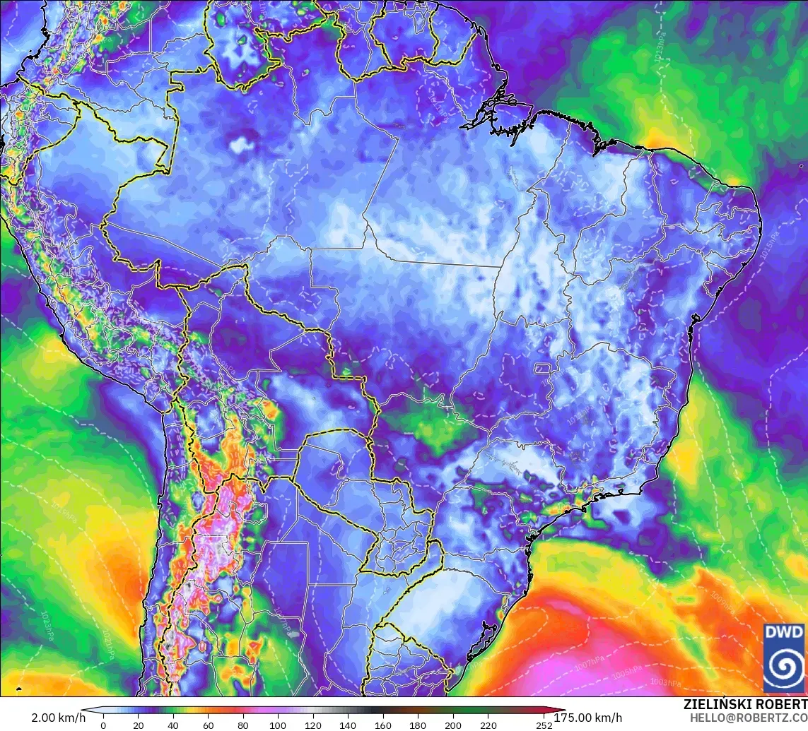 ICON modelo - Brasil, Ráfagas de Viento Máximas