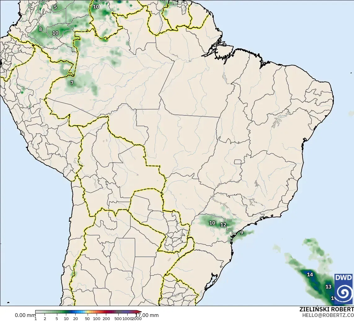 ICON modelo - Brasil, Acumulación de precipitación
