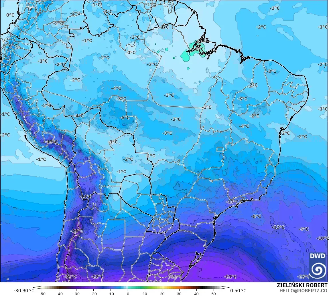 ICON modelo - Brasil, Temperatura a 500 hPa