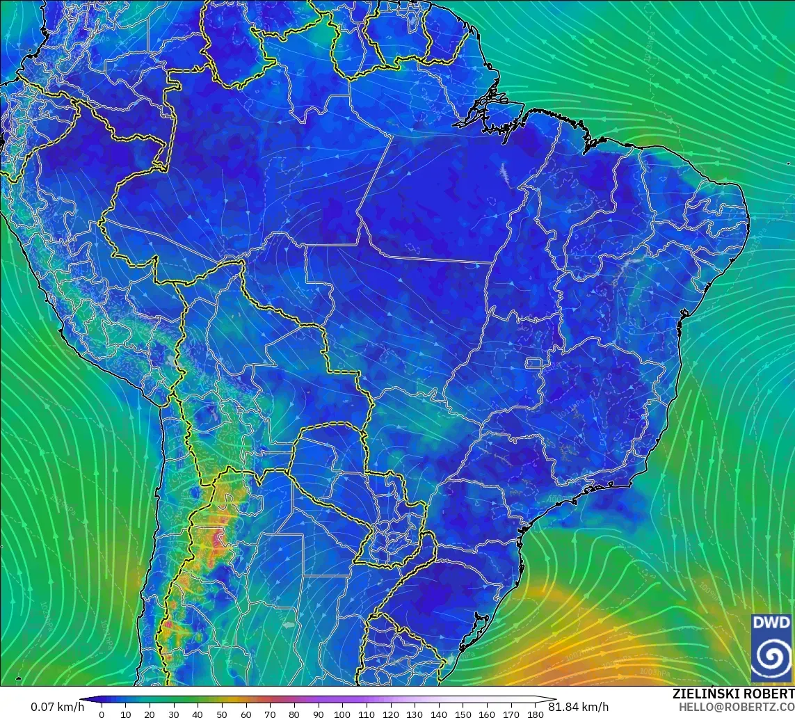 ICON modelo - Brasil, Viento a 10 m