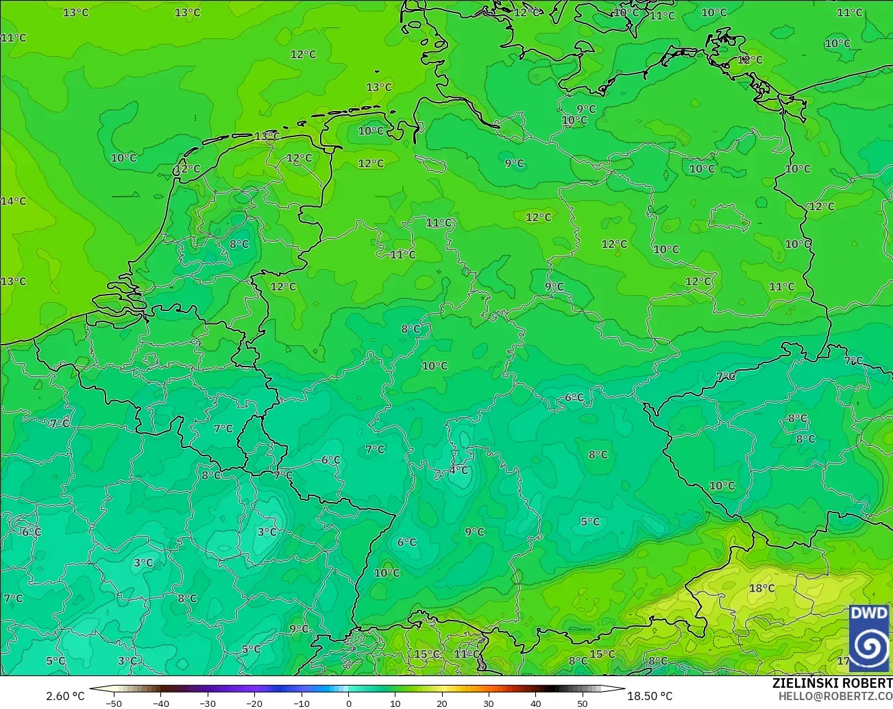 ICON modelo - Alemania, Punto de rocío a 2 m