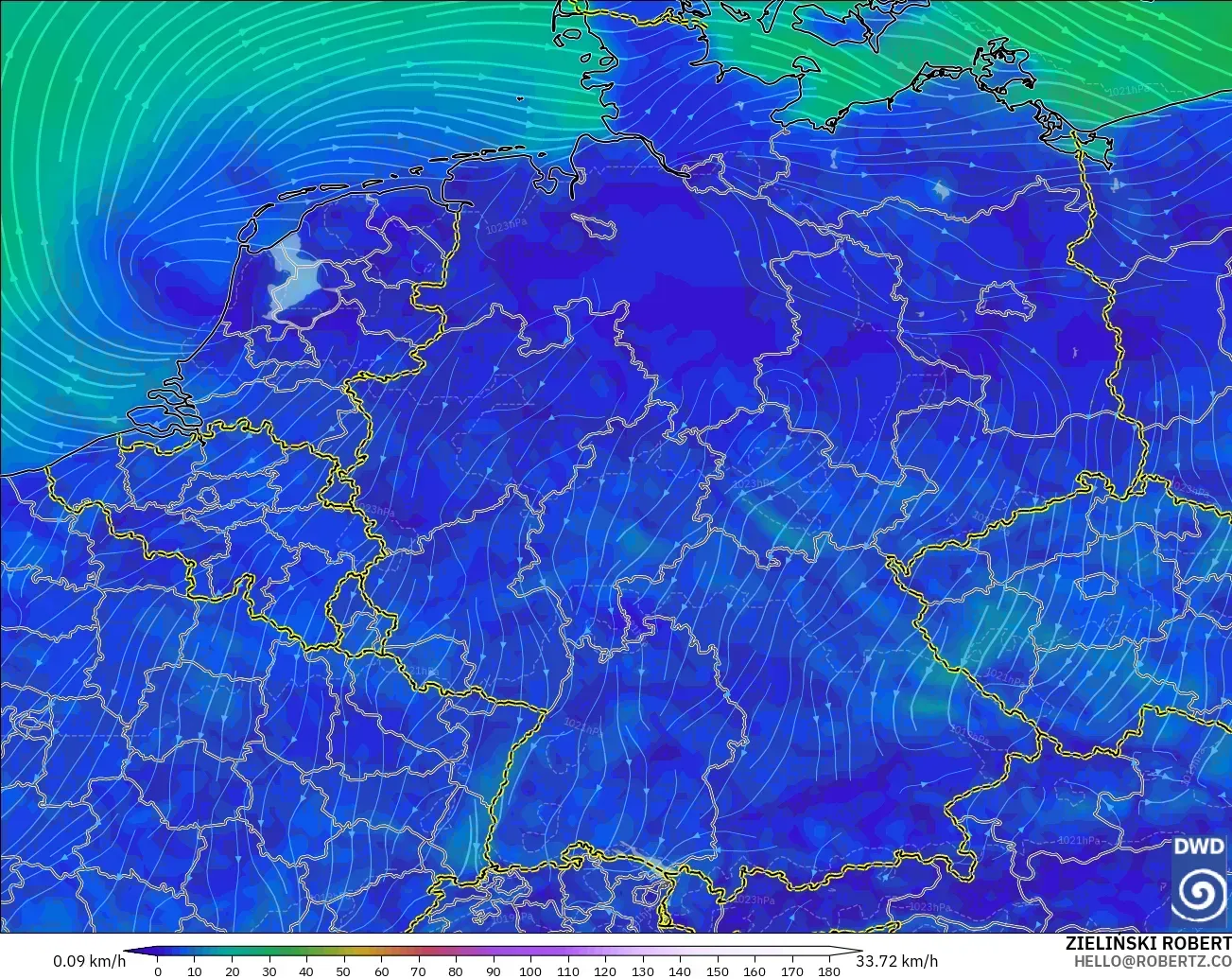 ICON modelo - Alemania, Viento a 10 m