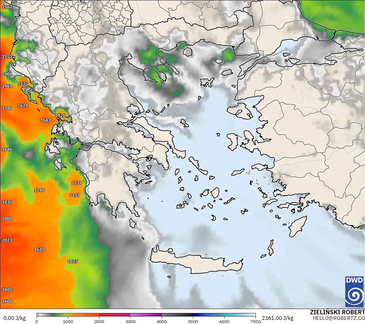 ICON modelo - Grecia, CAPE