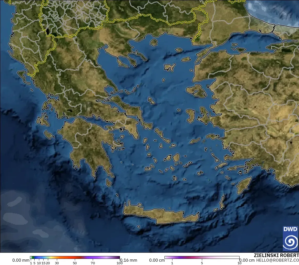 ICON modelo - Grecia, Precipitación, nubes y presión